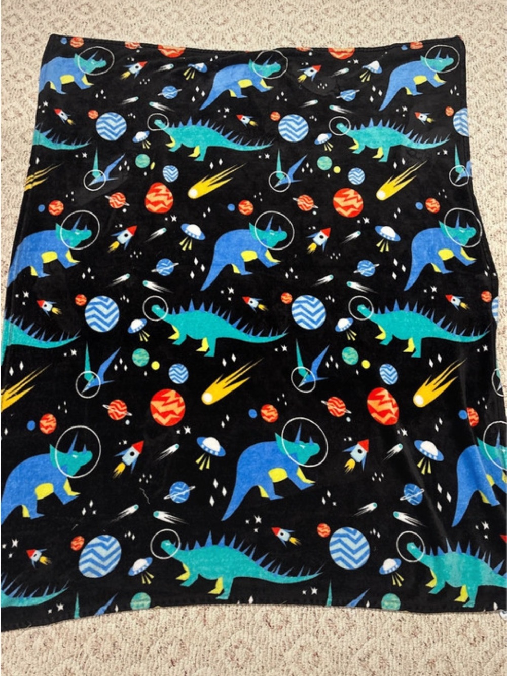 The Big One Kids Space Dino Throw - Black, Blue & Green